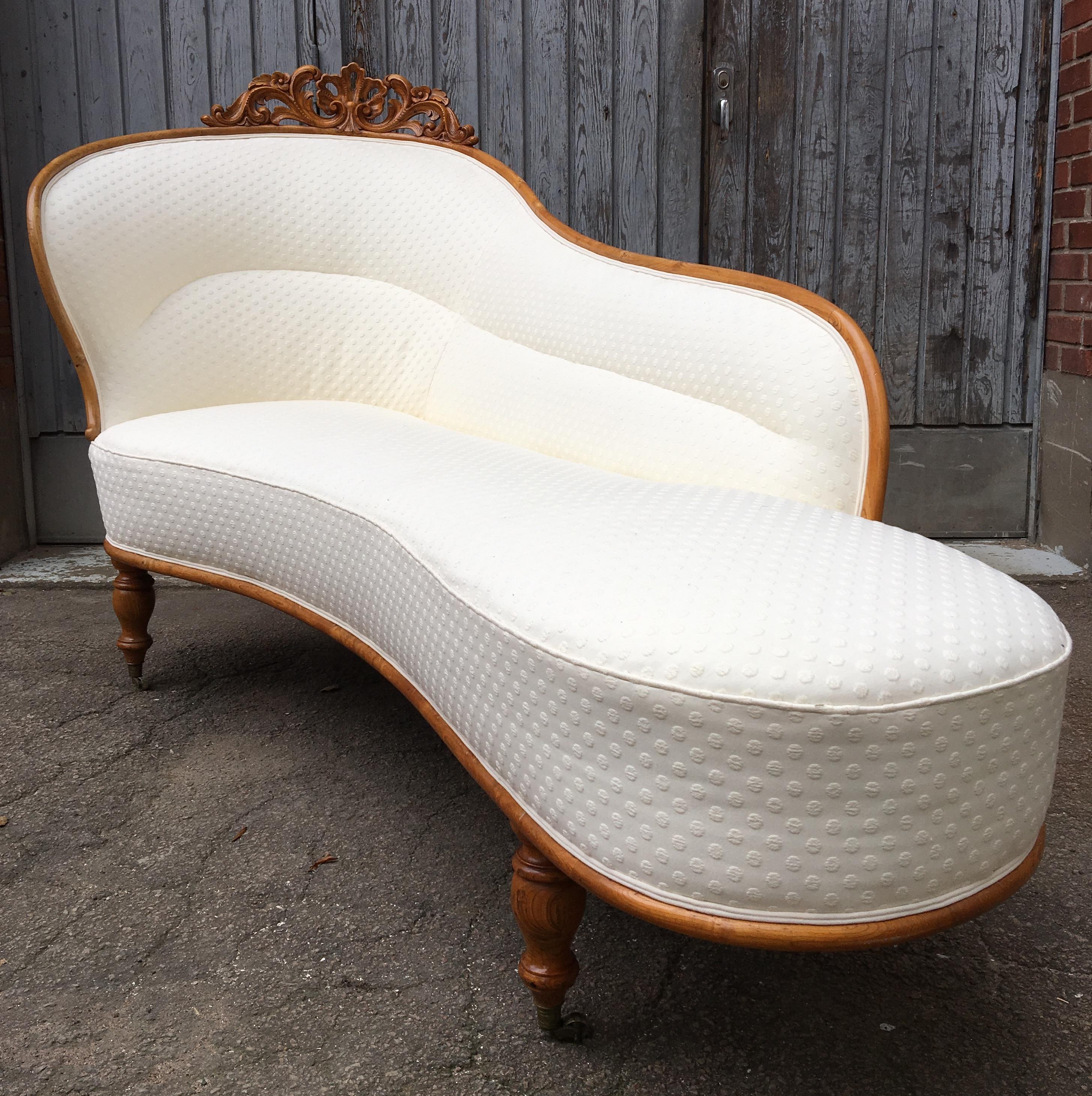 Swedish 19th Century Rococo Chaise Lounge Chair Daybed 6