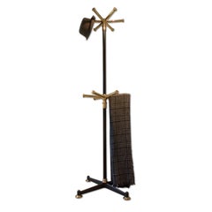 Free-Standing Two-Tier Coat Rack or Coat Stand Solid Brass, Steel, Cast Iron