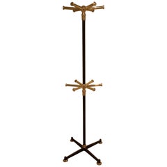 Free-Standing Two-Tier Coat Rack or Coat Stand Solid Brass, Steel, Cast Iron