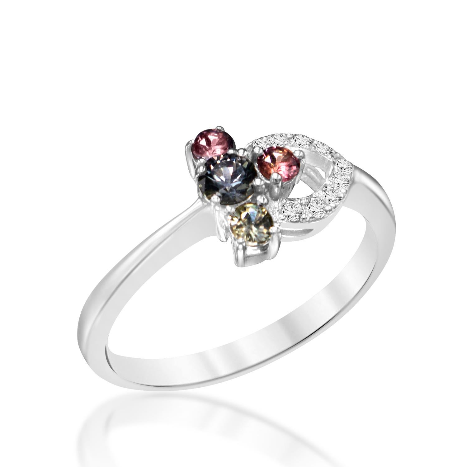 Women's Free Style Cluster Design Montana Sapphire and Diamond Ring 18 Karat White Gold For Sale