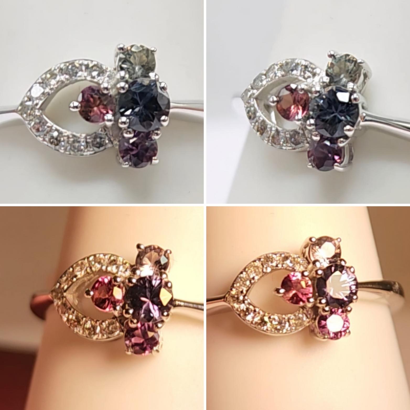 Free Style Cluster Design Montana Sapphire and Diamond Ring 18 Karat White Gold For Sale 2