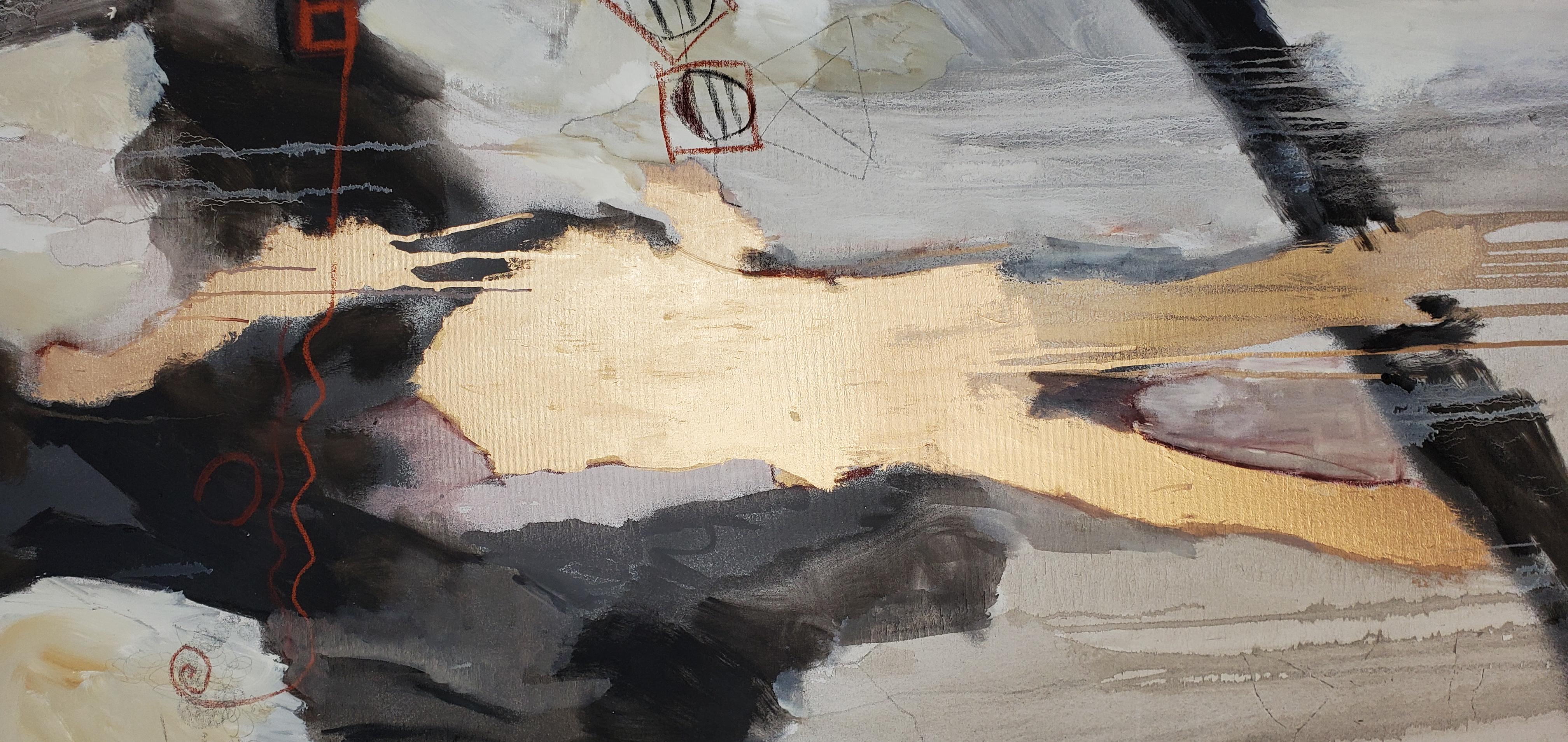Moderne « Freedom », 2021, grande peinture abstraite grise et noire de Kathi Robinson Frank en vente