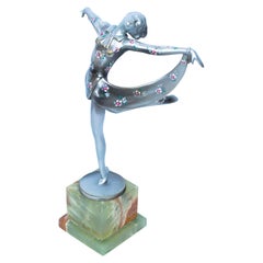 "Freedom" a Cold Painted Bronze Figure of a Beautiful Dancer by Josef Lorenzl