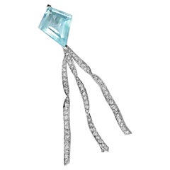 Freedom Aquamarine brooch white gold Blue beryl 23 carats