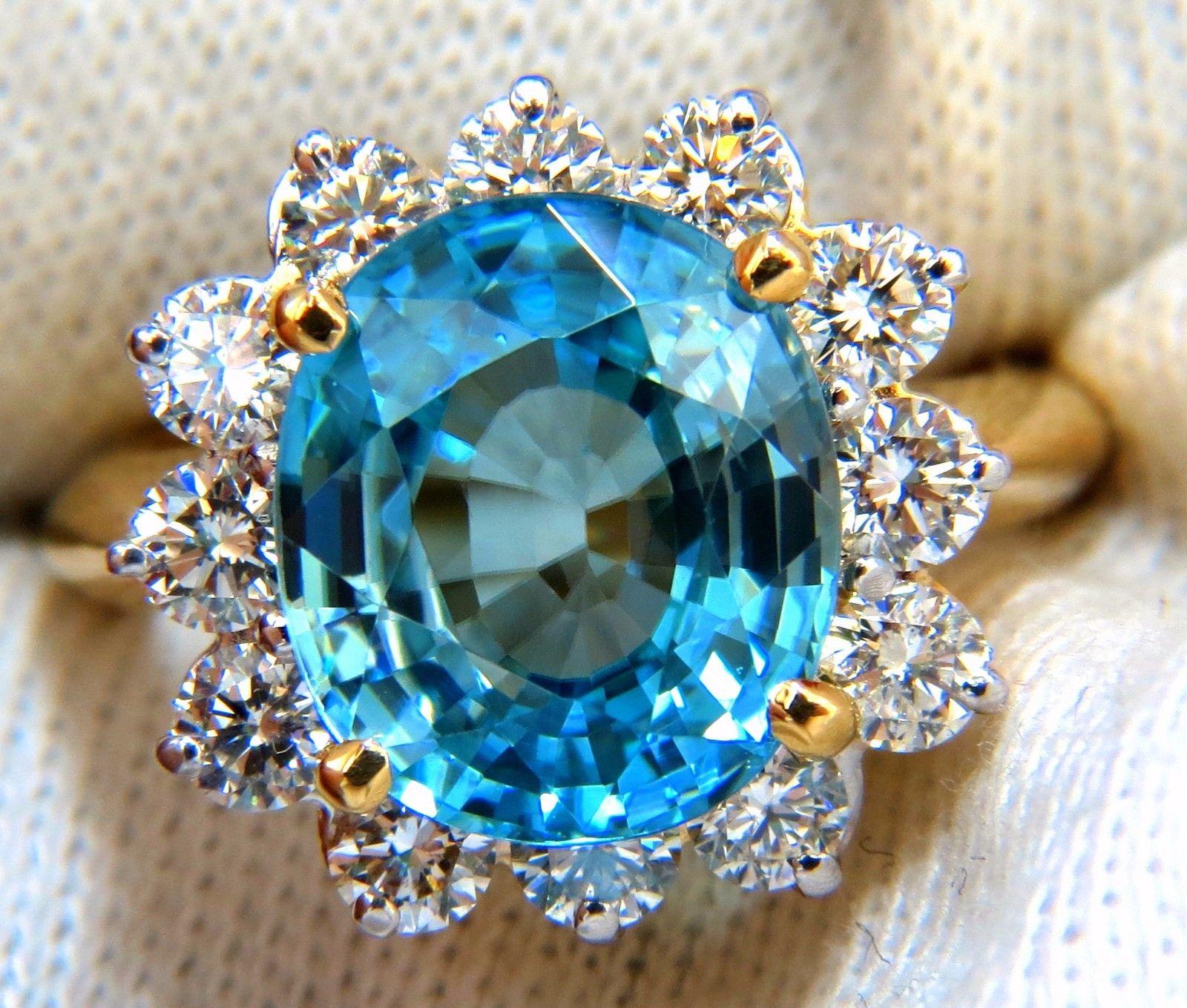 Women's or Men's Freedom Indigo Pure Blue Natural Zircon Diamond Ring 10.05 Carat 14 Karat For Sale