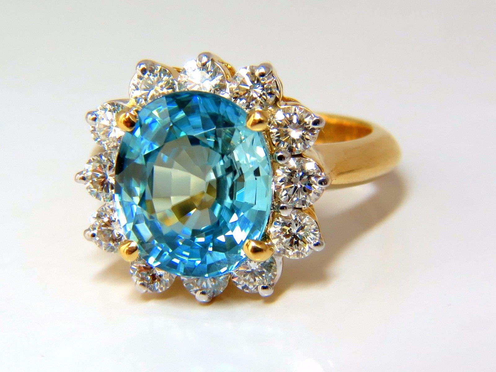 Freedom Indigo Pure Blue Natural Zircon Diamond Ring 10.05 Carat 14 Karat For Sale 1