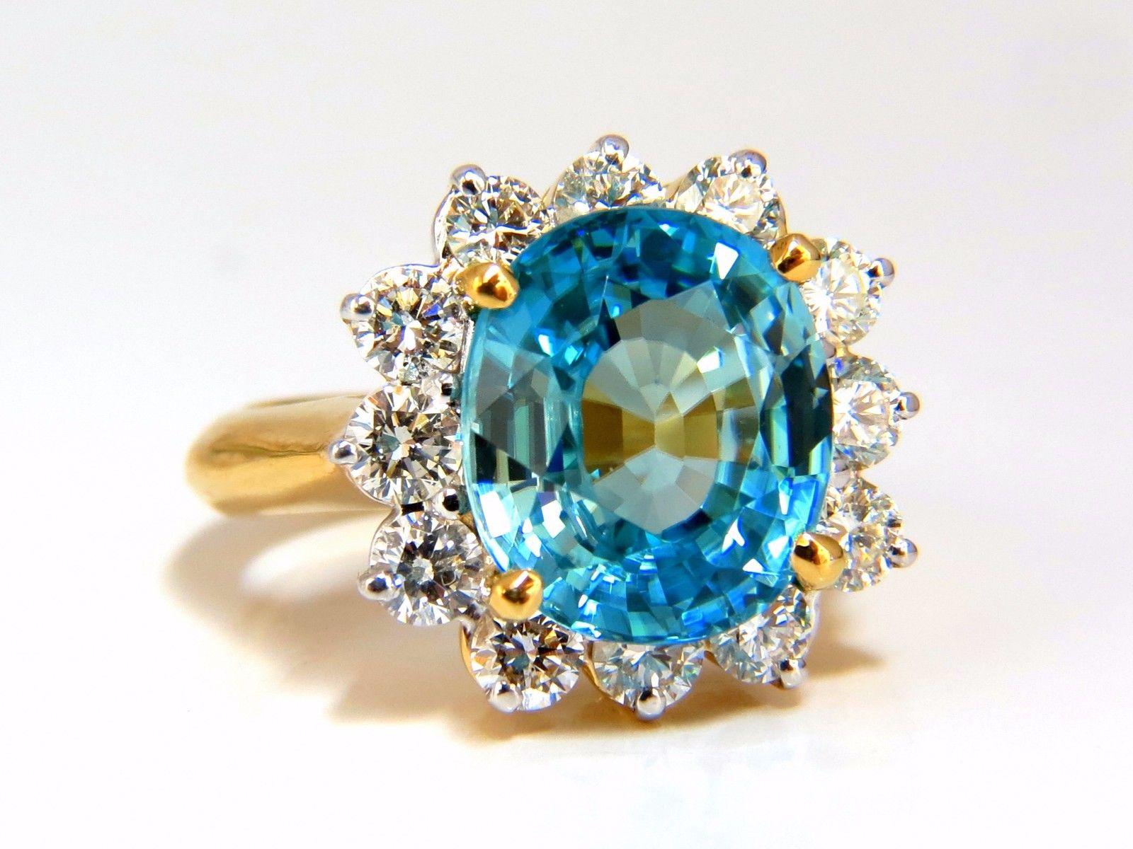 Freedom Indigo Pure Blue Natural Zircon Diamond Ring 10.05 Carat 14 Karat For Sale 2