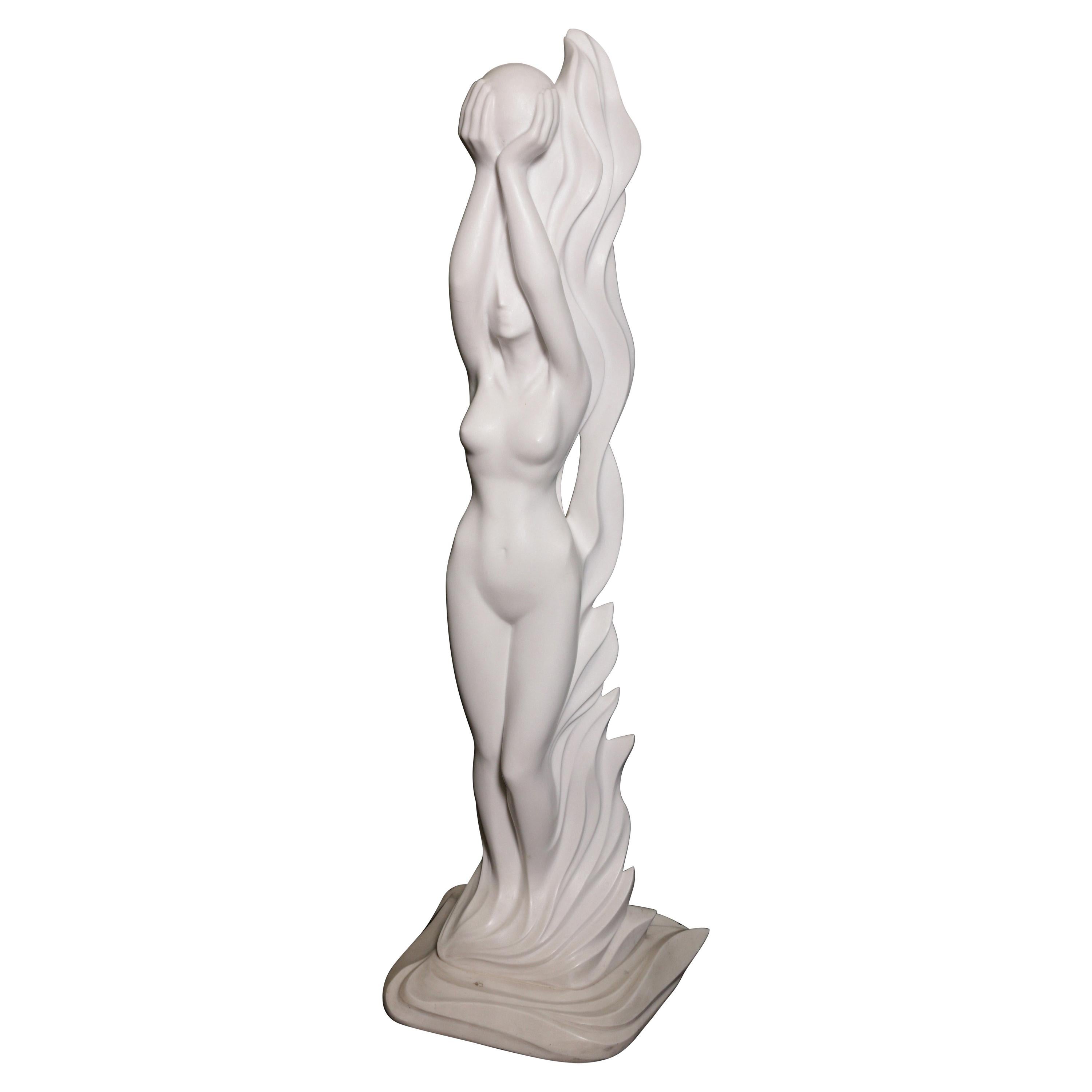 "FREEDOM" Phase III, Hand-Crafted White Polished Marble Sculpture For Sale