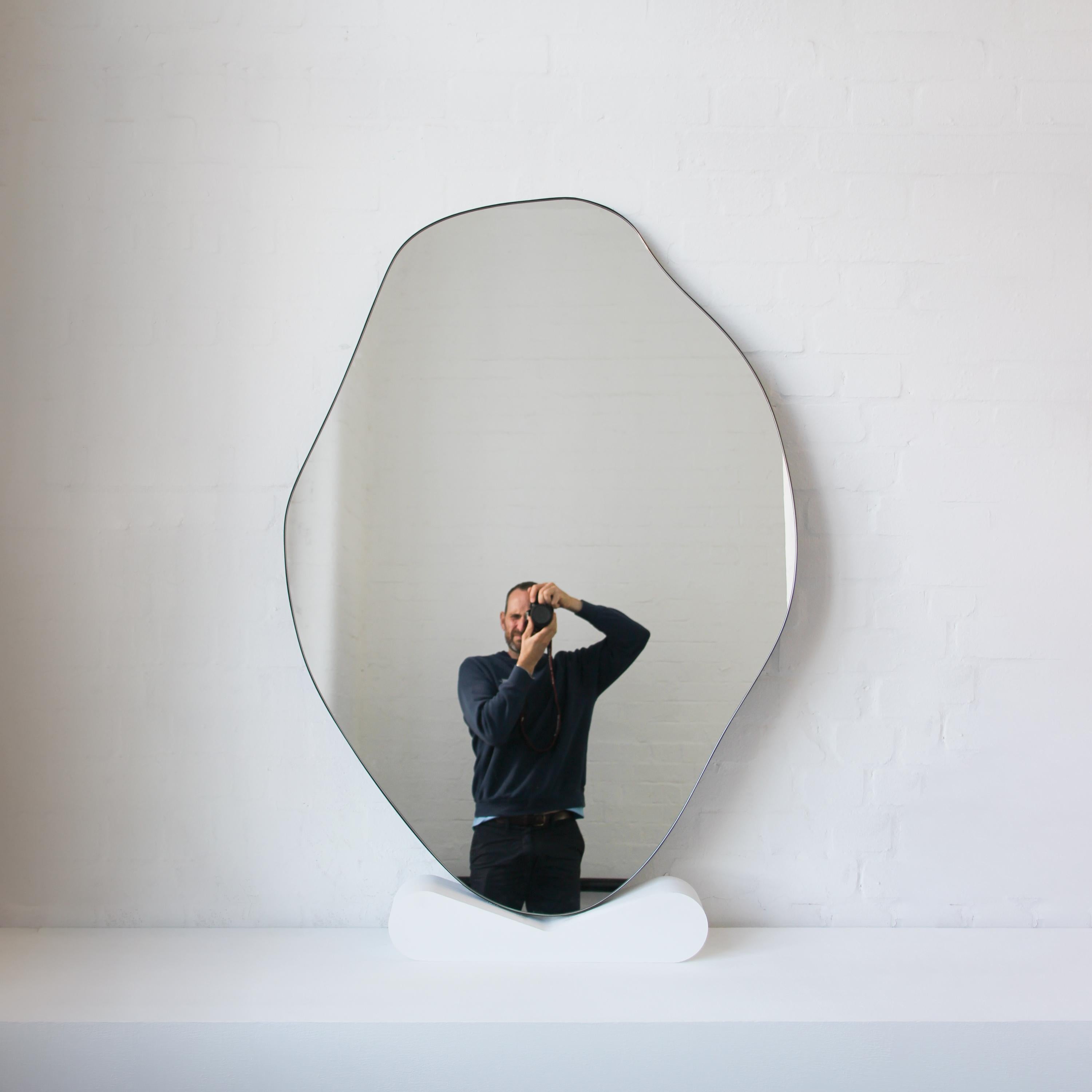 Organic Modern Freeform Organic Shape Mirror with Bronze Patina Frame - B For Sale