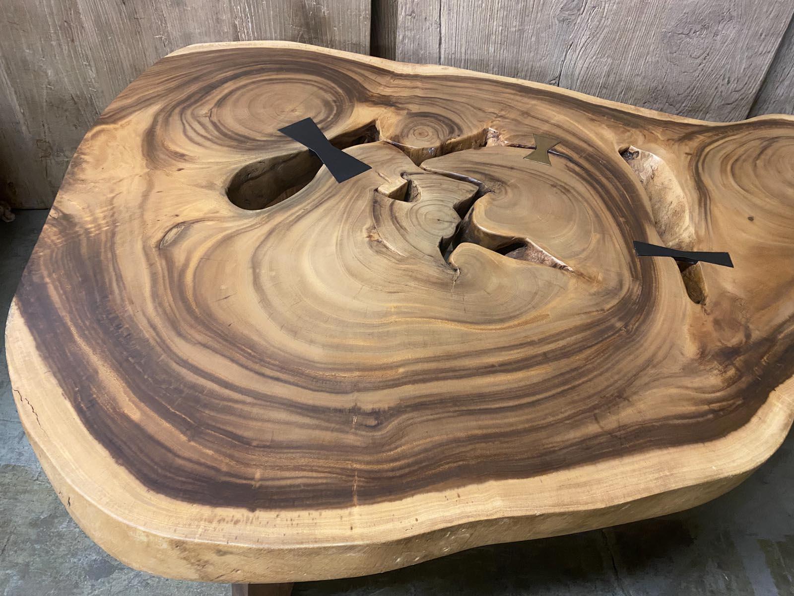 Contemporary Freeform Albezia Wood Table