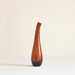 Freeform Amber Colored Bubble Glass Vase 1960s