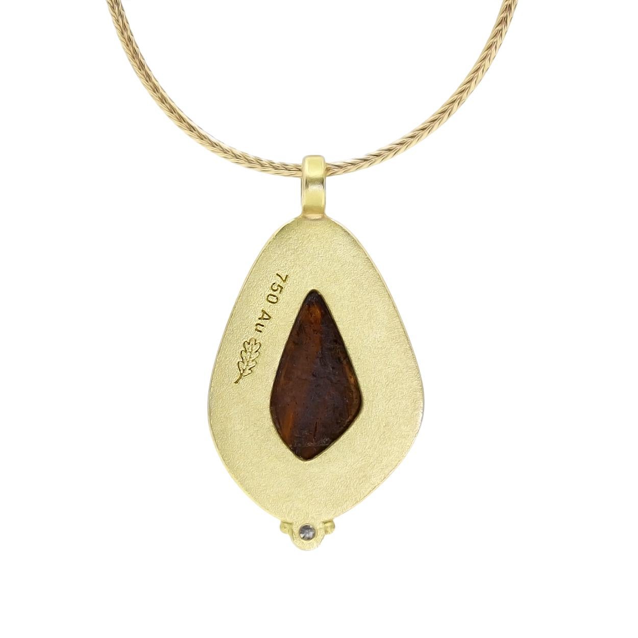Artisan Freeform Australian Opal Pendant One of a Kind Gold Necklace, Barbara Heinrich For Sale
