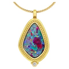 Freeform Australian Opal Pendant One of a Kind Gold Necklace, Barbara Heinrich