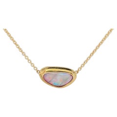 8.50 ct. Australian Opal and Diamond Halo White Gold Pendant Necklace ...