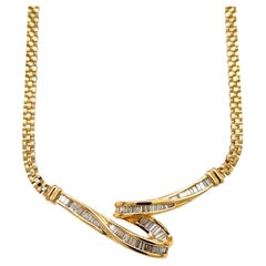 Freeform Baguette Diamond Pendant Necklace in 18K Yellow Gold
