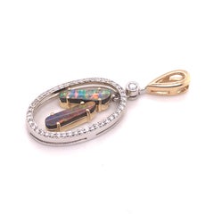 Freeform Black Opal Doublet and Diamond Pendant