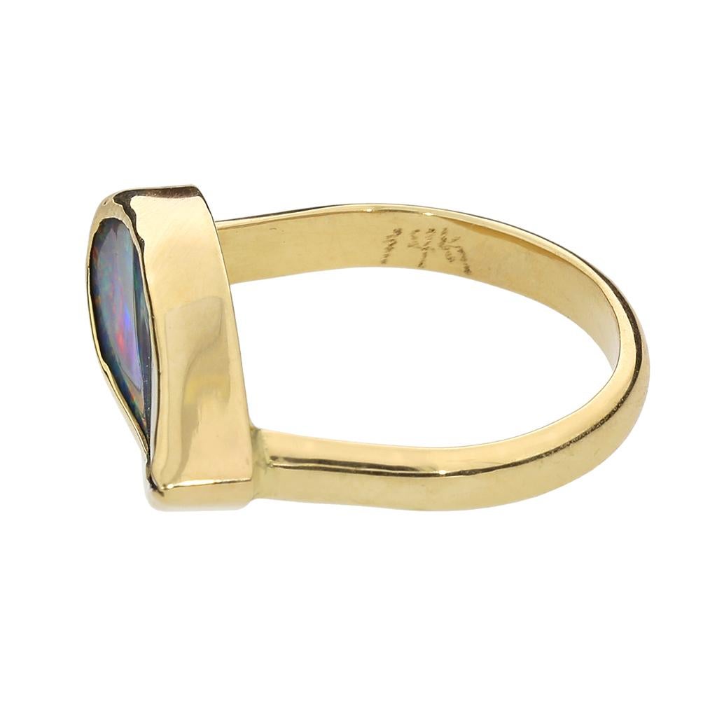 Women's or Men's Freeform Boulder Opal 14K Ring For Sale