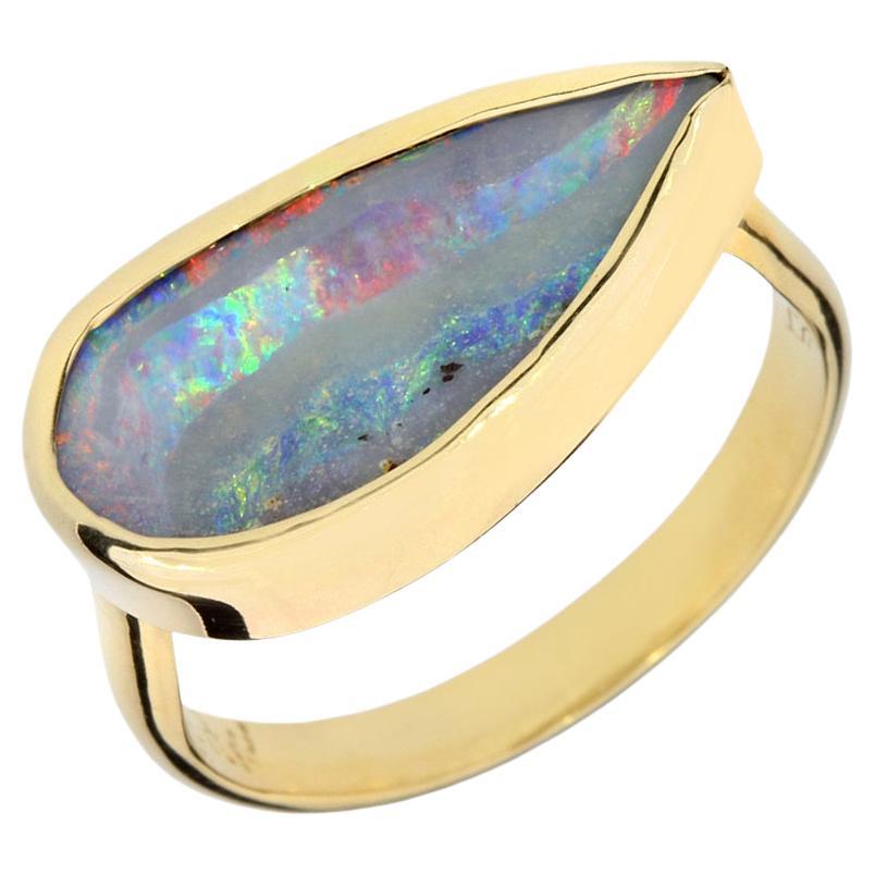 Freeform Boulder Opal 14K Ring For Sale