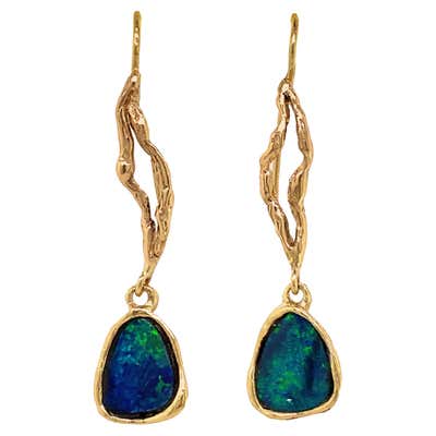 Dalben Australian Boulder Opal Yellow Gold Dangle Earrings For Sale at ...