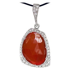 "Carnelian III" Pendant in White Gold Set with 1.80 Carats White Diamonds