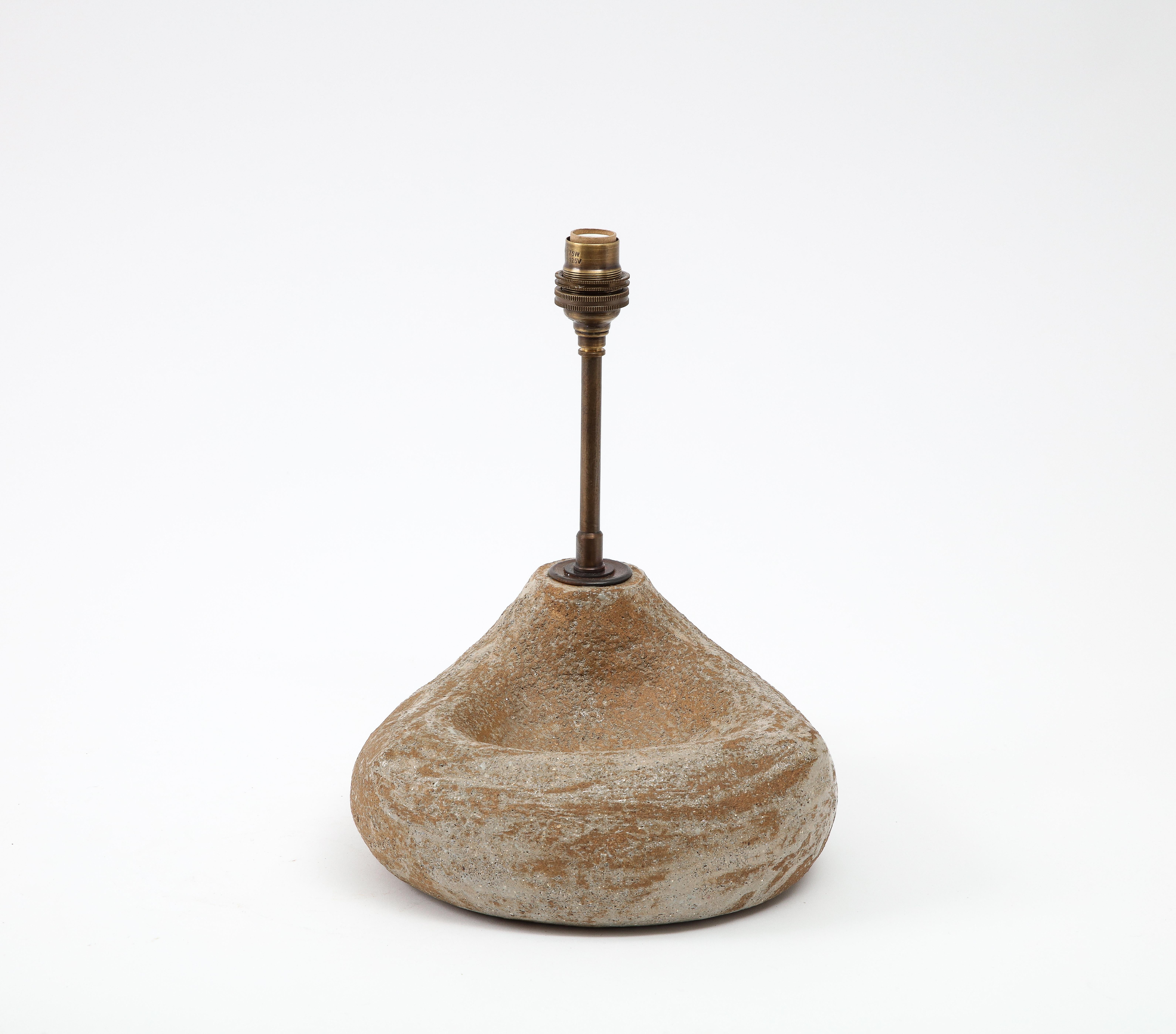 Brass Freeform Ceramic Lamp, France 1960's For Sale
