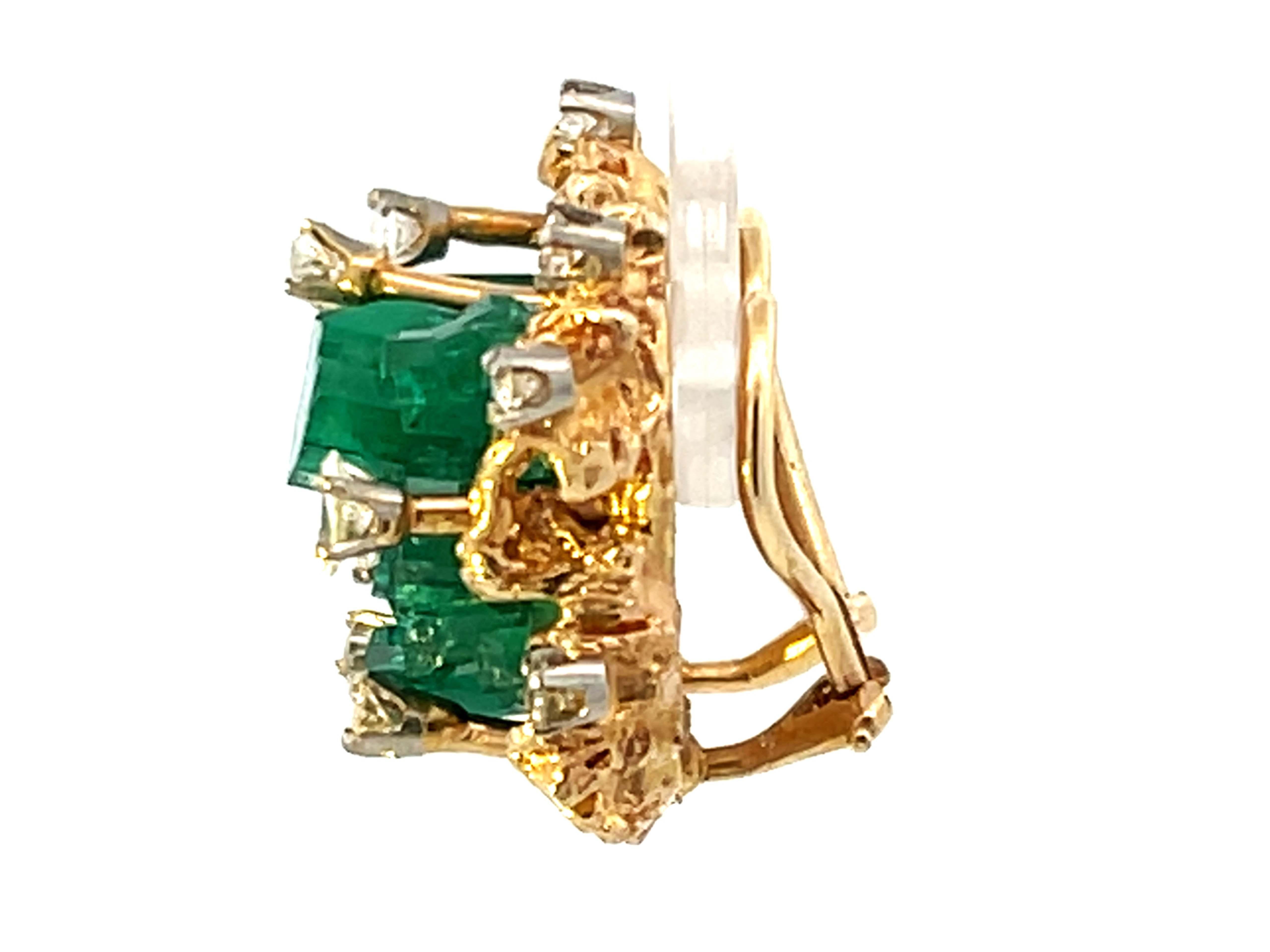 Freeform Chatham Smaragd-Diamant-Ohrringe aus Gold Damen im Angebot