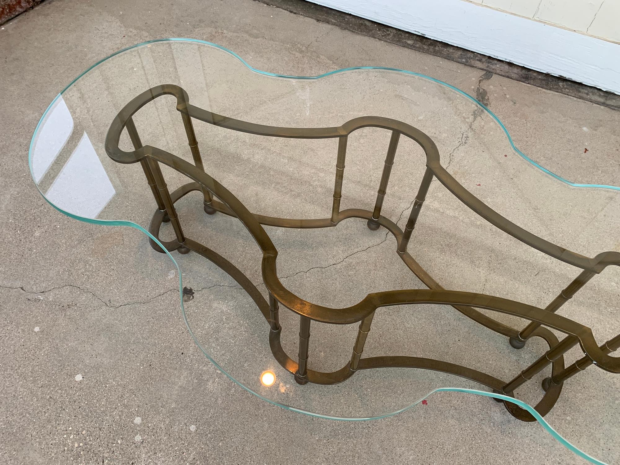 Freeform Coffee Table in Brass and Glass by Mastercraft 5