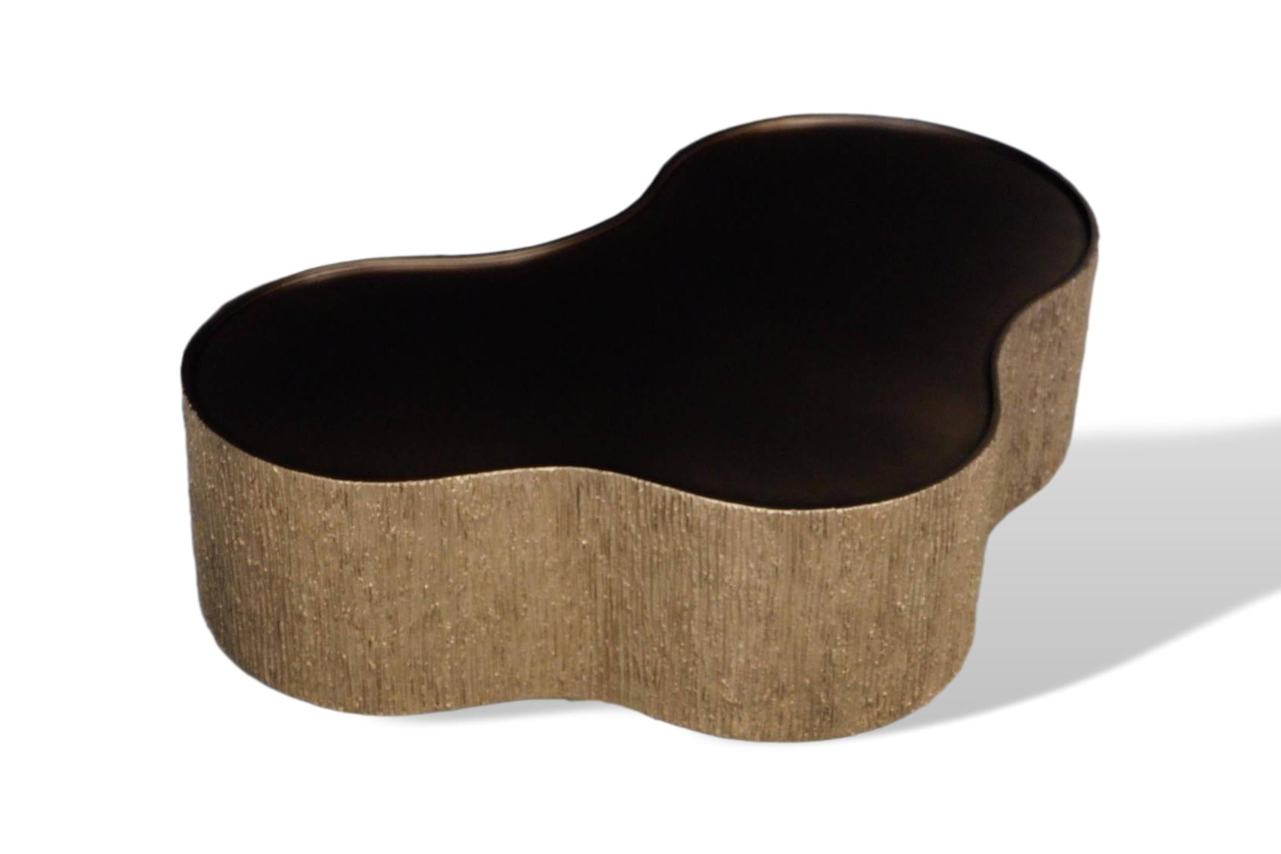 Modern Freeform Coffee Table Sculpted of Reinforced Resin Base For Sale