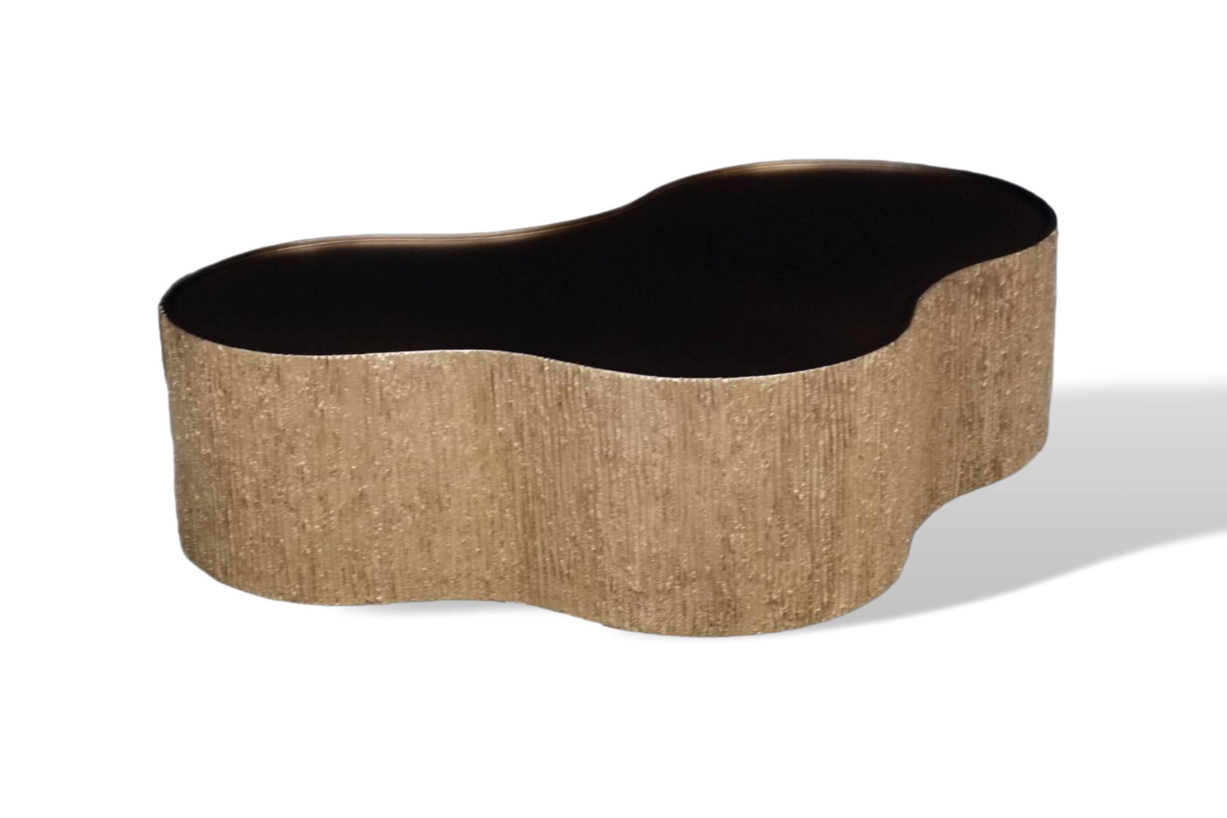 Contemporary Freeform Coffee Table Sculpted of Reinforced Resin Base For Sale