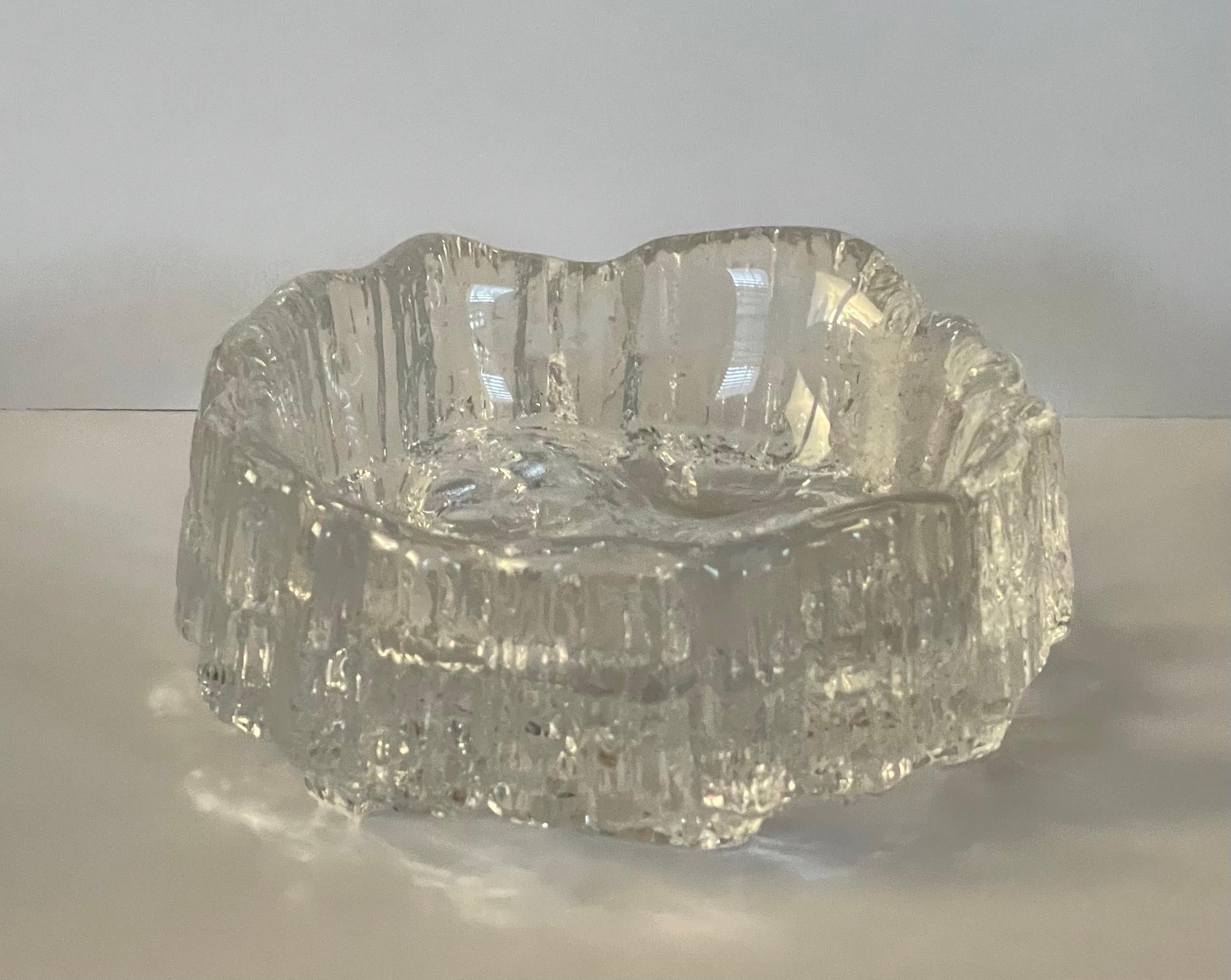 Scandinavian Modern Freeform Crystal Iceberg Ashtray / Catch All by Tapio Wirkkala Iittala Finland For Sale