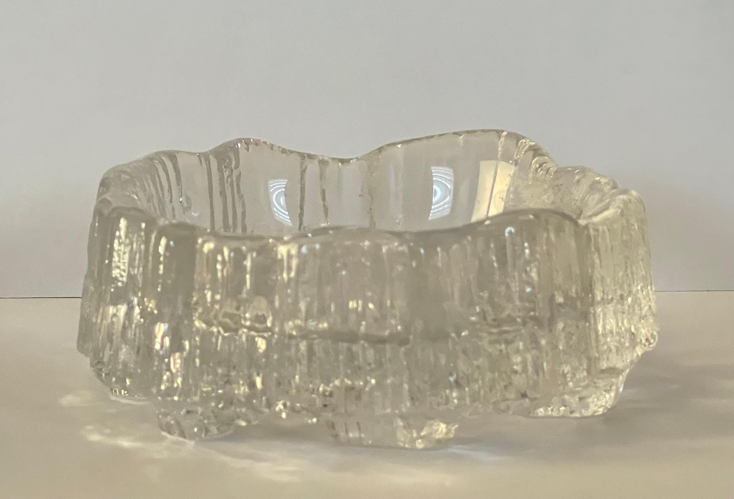 Finnish Freeform Crystal Iceberg Ashtray / Catch All by Tapio Wirkkala Iittala Finland For Sale