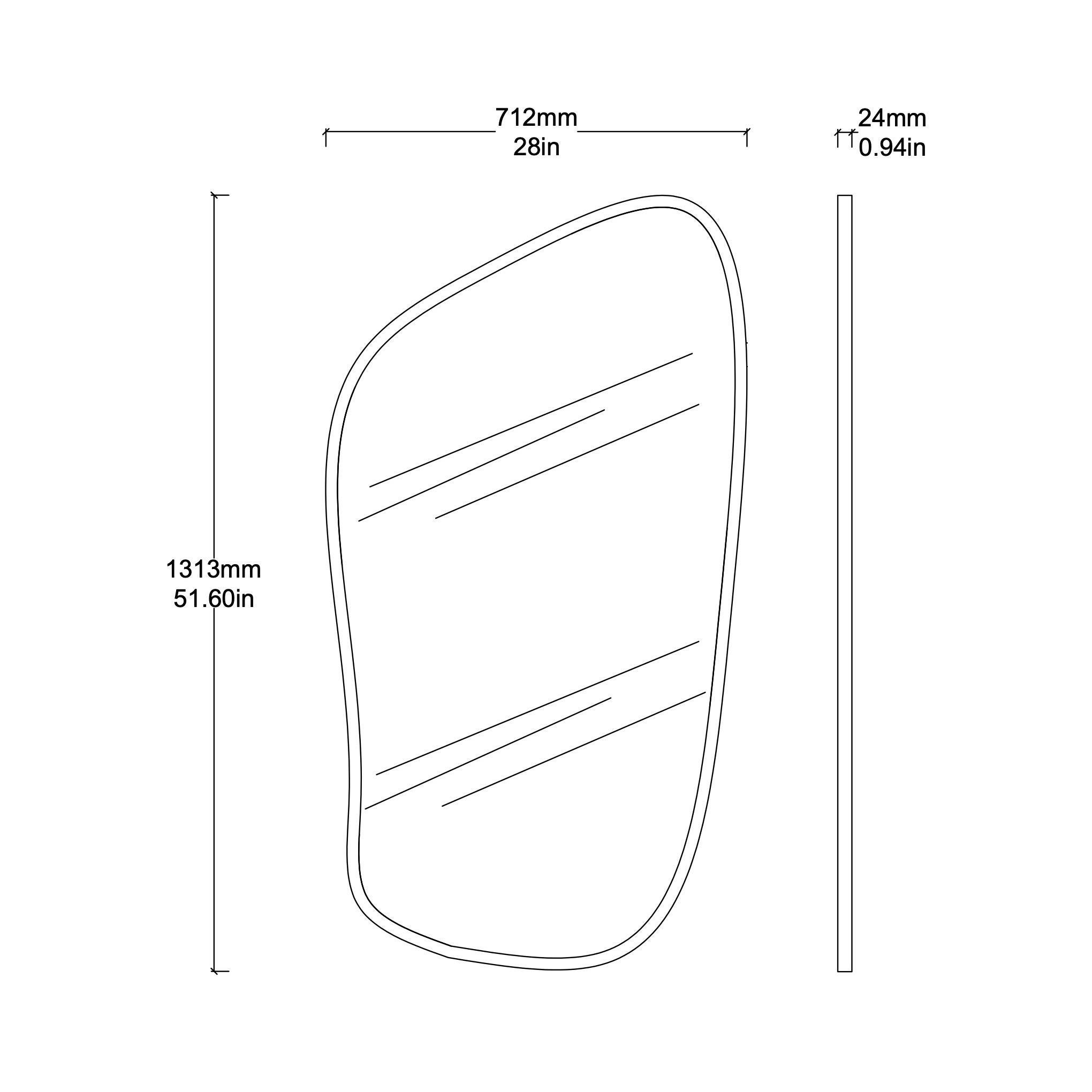Freeform D Bevelled Mirror with Minimalist Brass Frame Espejo en venta