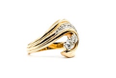 Freeform Diamond Ring in 14k Yellow Gold