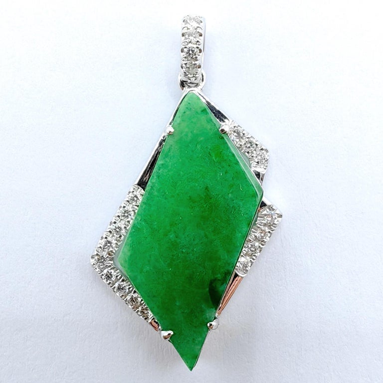 Pendentif en Argent 925 Avec Feuille En Jade Vert Naturel -pendente