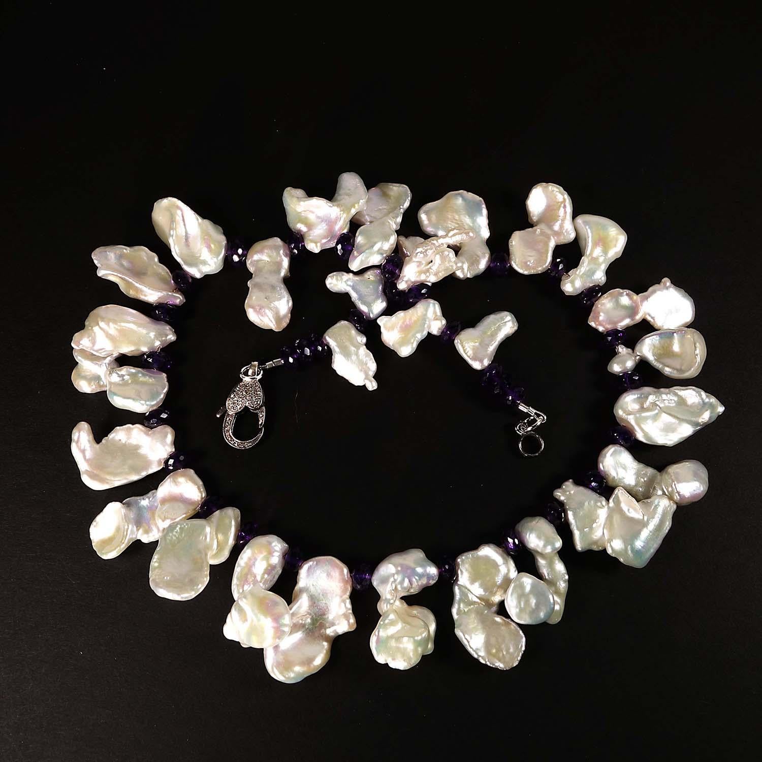 Halskette in Freiform mit Süßwasserperlen, Amethyst, Rondell, Juni Geburtsstein von JD im Angebot 3