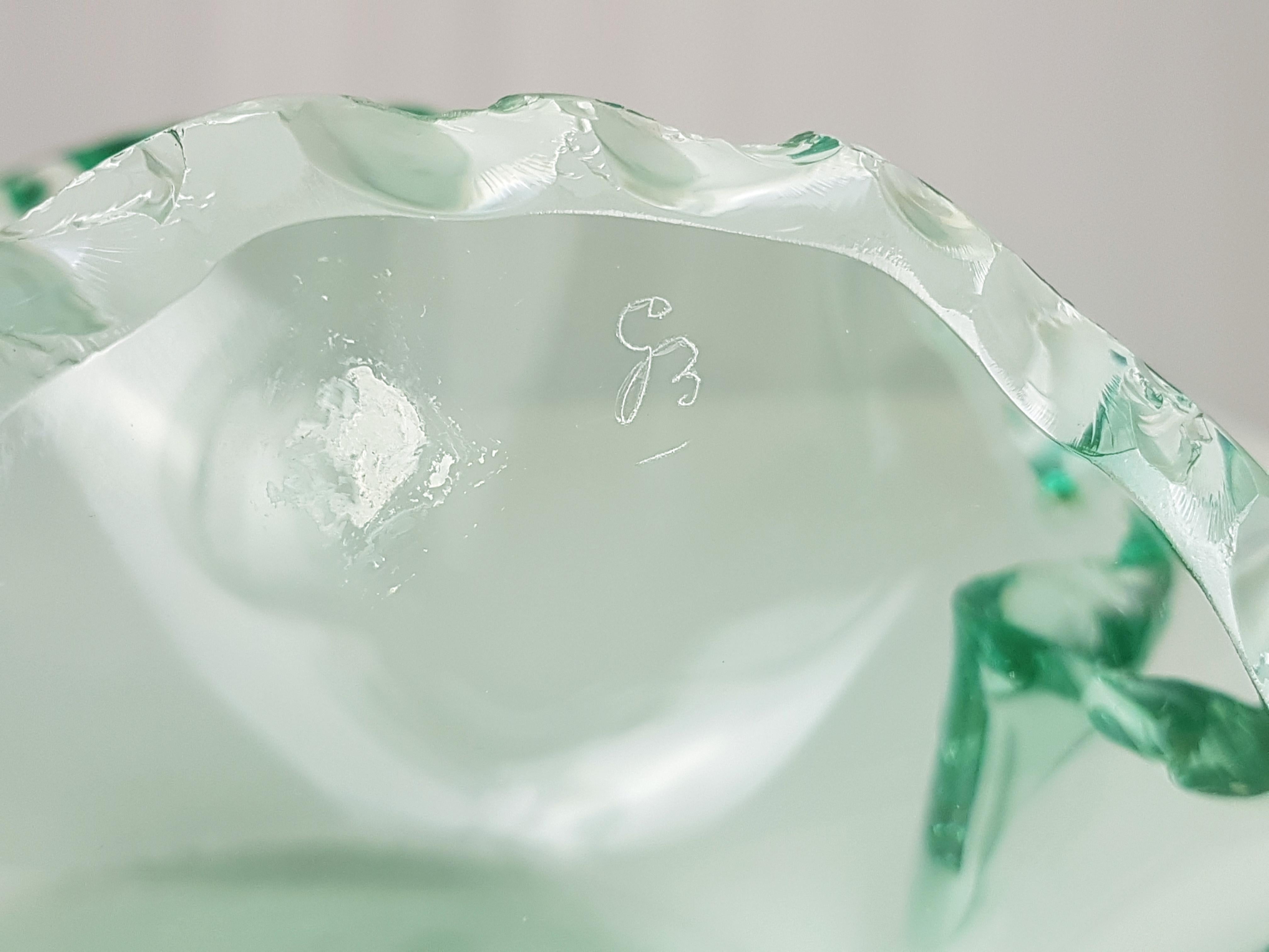 Freeform Green-Blue Glass 1960s Bowl by Erwin Burger 3