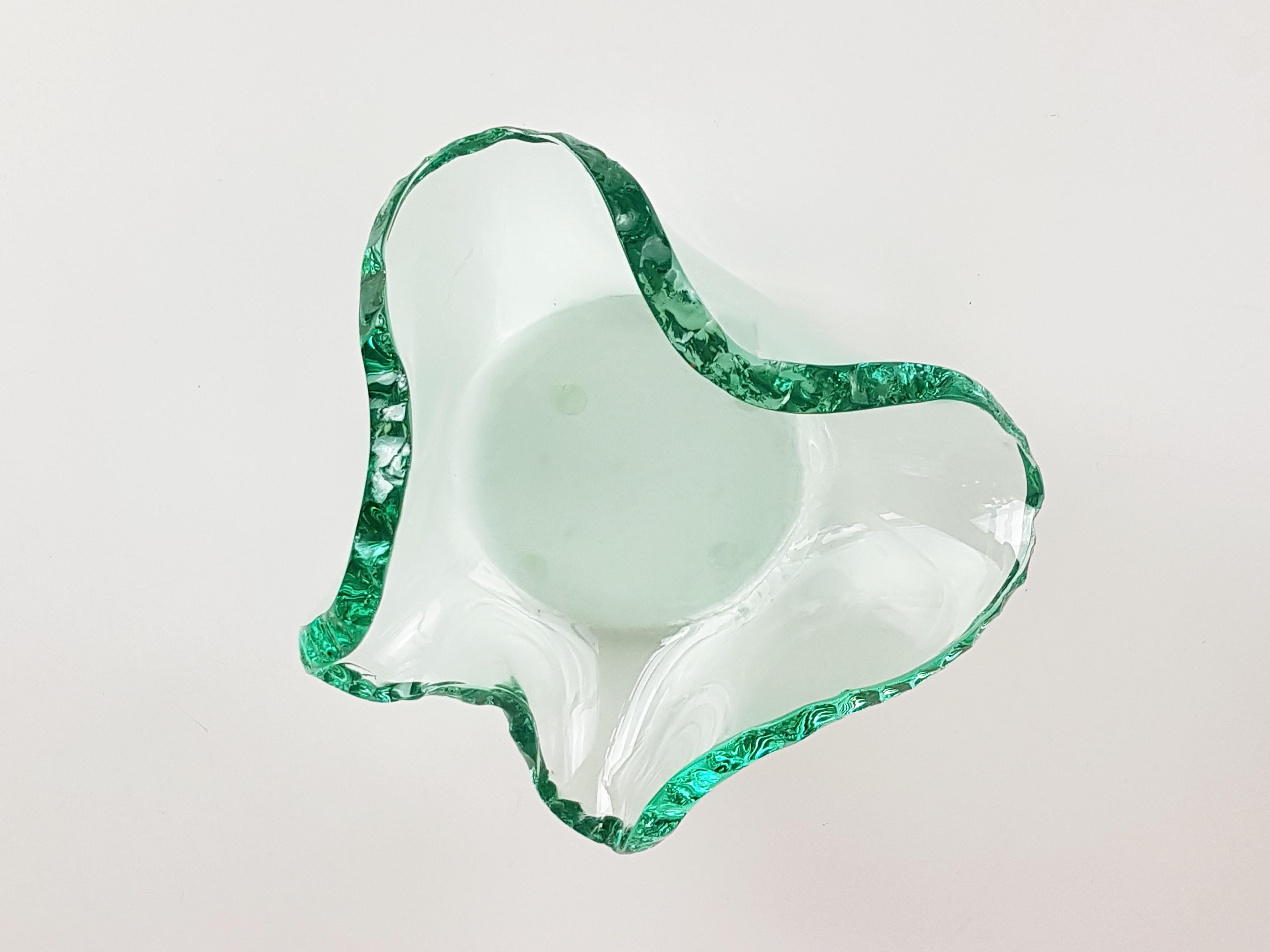 Mid-Century Modern Freeform Green-Blue Glass 1960s Bowl by Erwin Burger