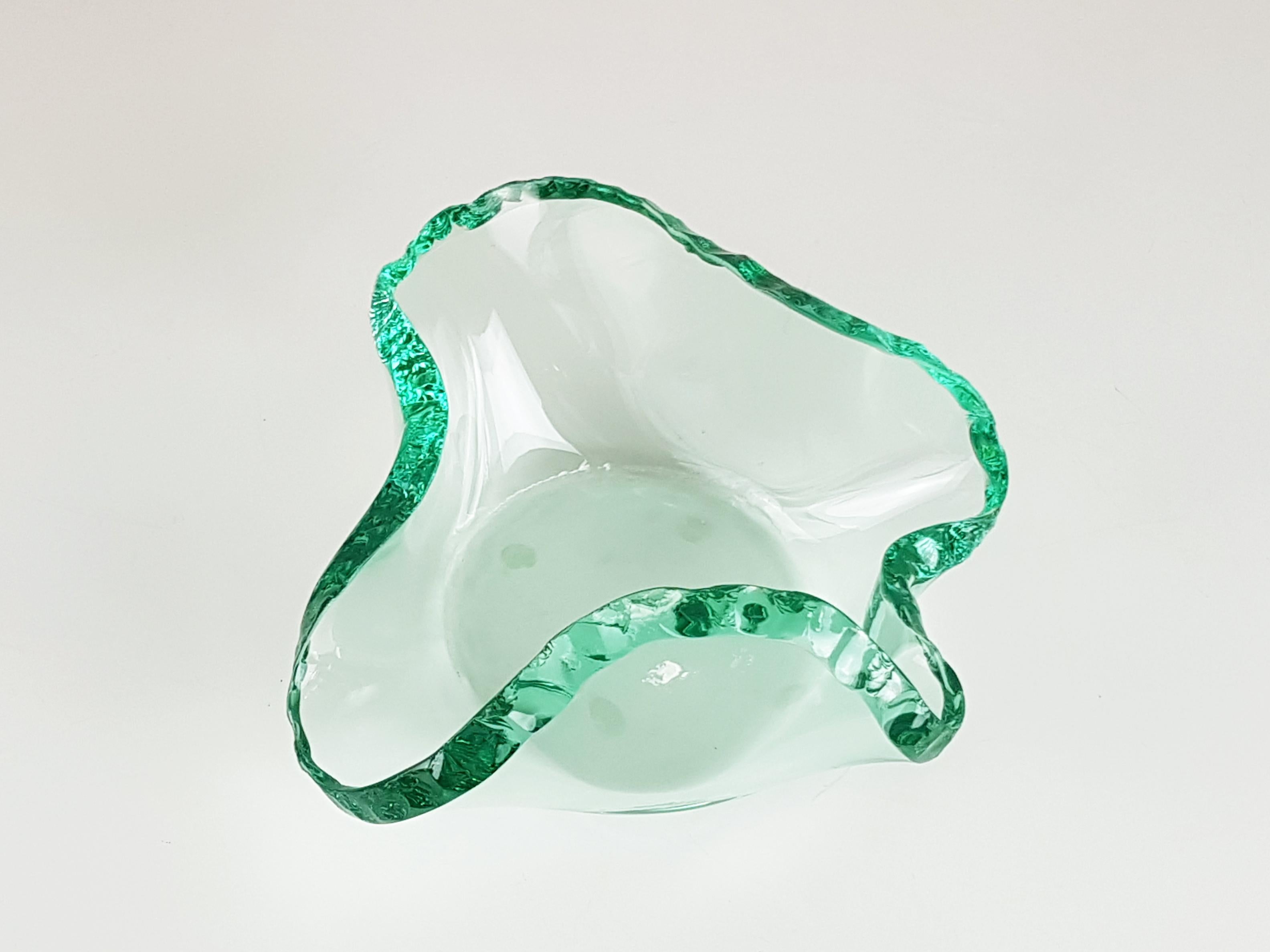 Freeform Green-Blue Glass 1960s Bowl by Erwin Burger 1