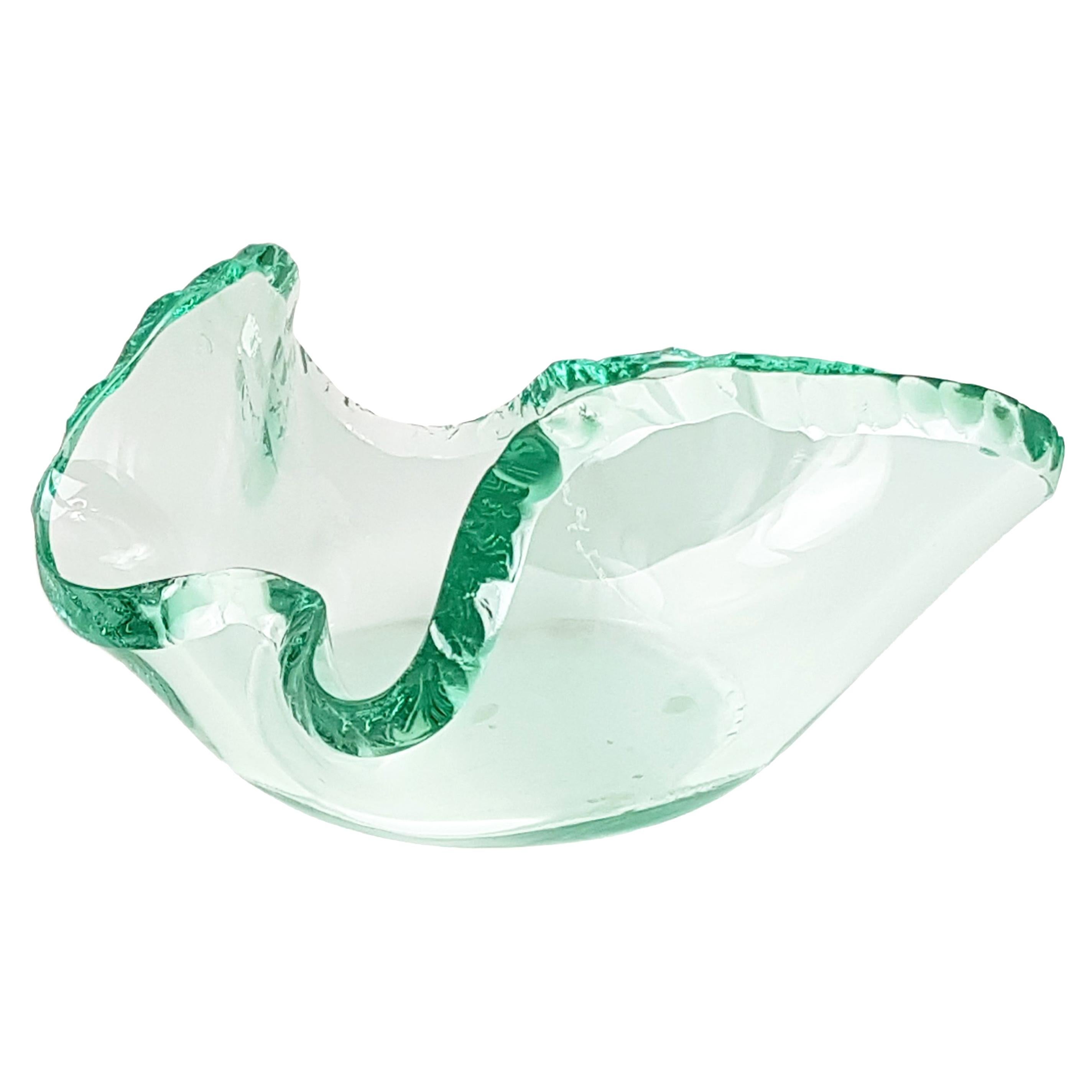 Freeform Green-Blue Glass 1960s Bowl by Erwin Burger