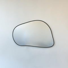 Freeform Irregular Mirror with Decorative Lead Grey Suede Fabric Frame - F