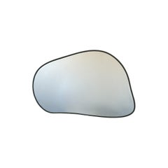Freeform Irregular Mirror with Decorative Lead Grey Suede Fabric Frame - F