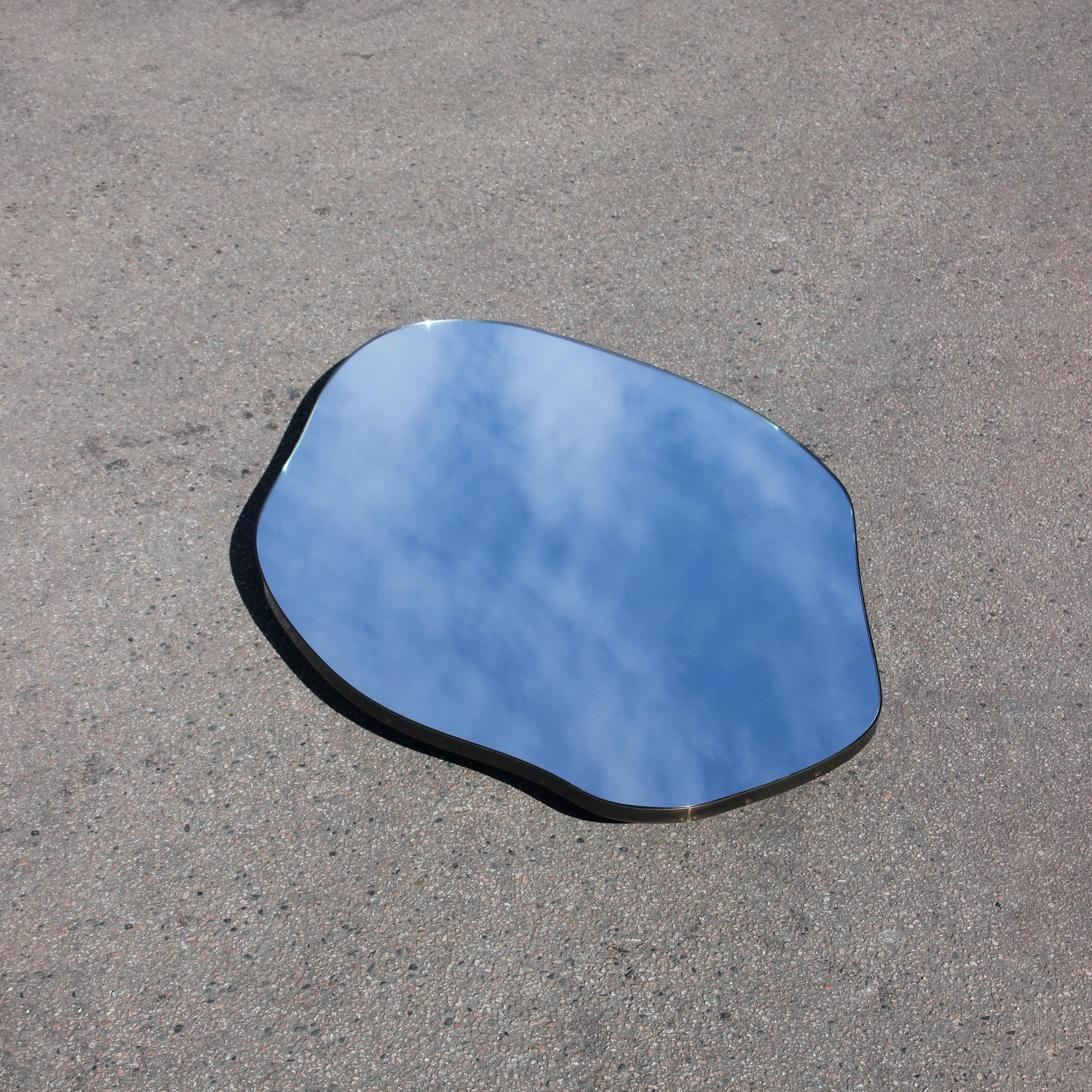 British Freeform Irregular Shape Mirror with Bronze Patina Frame - C For Sale