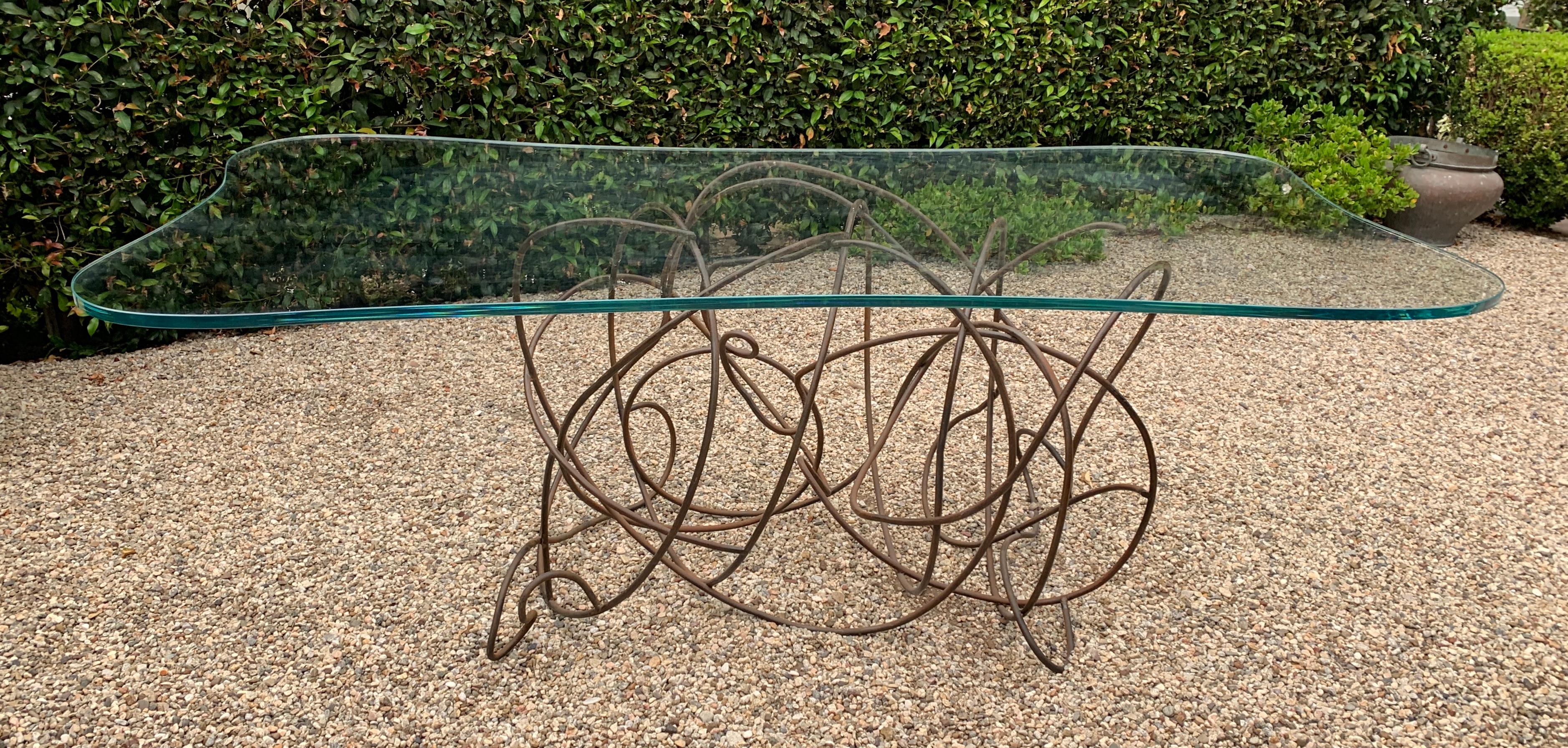 Freeform Metal Dining Console Table by Artist Patricia Larsen In Good Condition In Los Angeles, CA