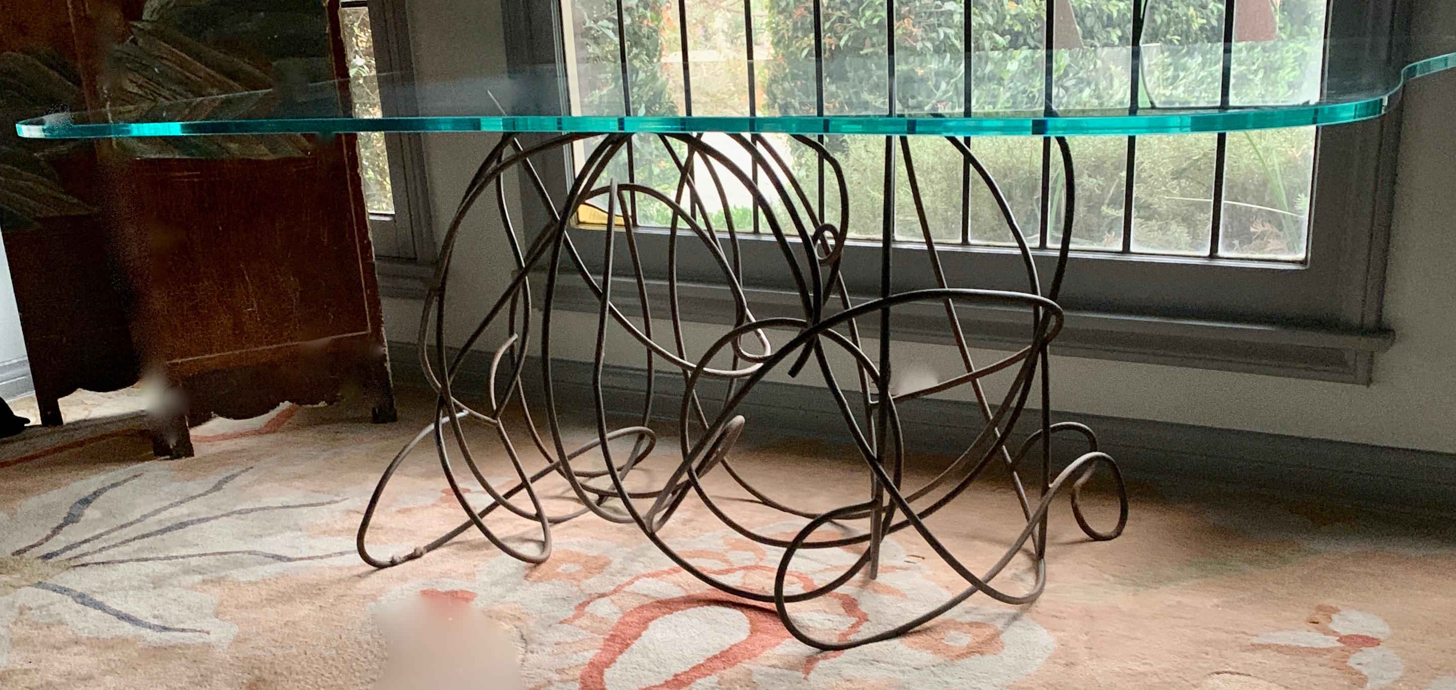 Iron Freeform Metal Dining Console Table by Artist Patricia Larsen