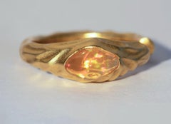 Freeform Mexican Fire Opal 18K Gold Open End Ring R6807