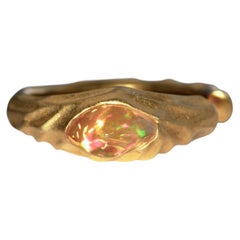 Freeform Mexican Fire Opal 18K Gold Open End Ring R6807