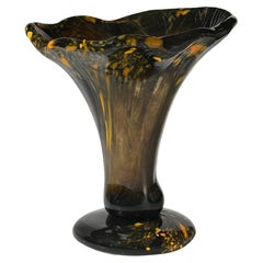 Freeform Murano Glass Vase in Black, Brown and Orange by Sandro Frattin, 1980s