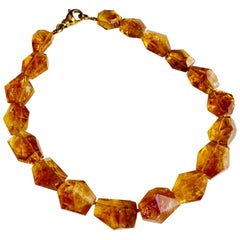 Freeform Natural Citrine Necklace with 18 Karat Yellow Gold by Walter Dickhaut