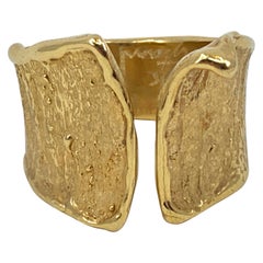 Freeform Open-Front Tapered "Corset" Band in Textured 18 Karat Yellow Gold