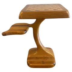 Freeform Organic Chess Table One of a Kind Craftsman Sculptural Wood Table